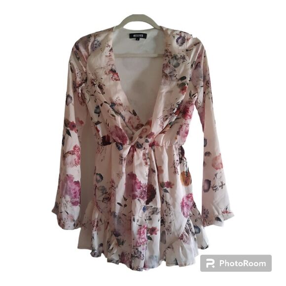 Missguided Floral Silk Romper - Picture 1 of 6